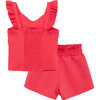 Tie Front Tank & Smocked Short Set, Pink - Shirts - 2