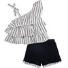 One-Shoulder Top & Short Set, White - Mixed Apparel Set - 1 - thumbnail