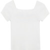 Rib Knit Top, White - T-Shirts - 2