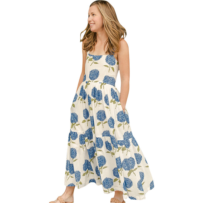 Womens Sierra Dress, Blue Hydrangeas - Dresses - 1