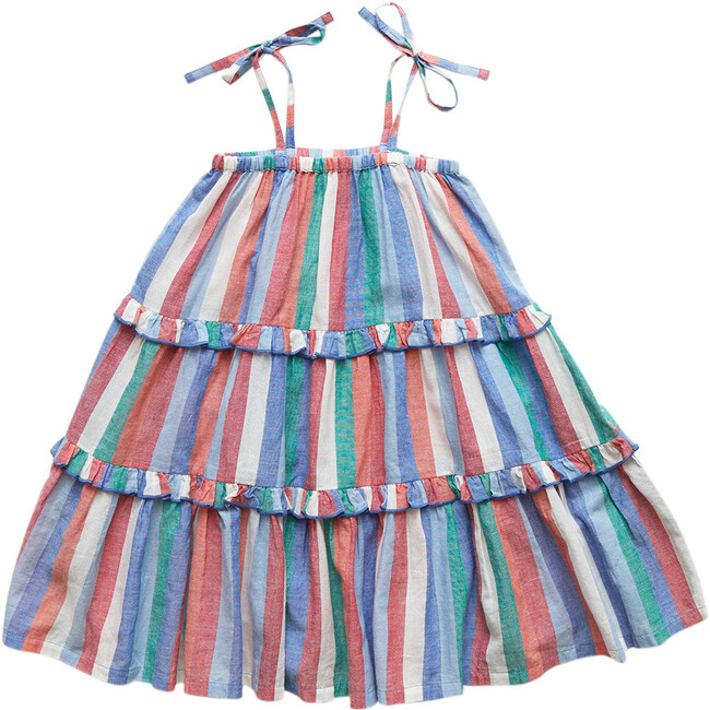 Girls Garden Dress, Multi Stripe - Dresses - 4