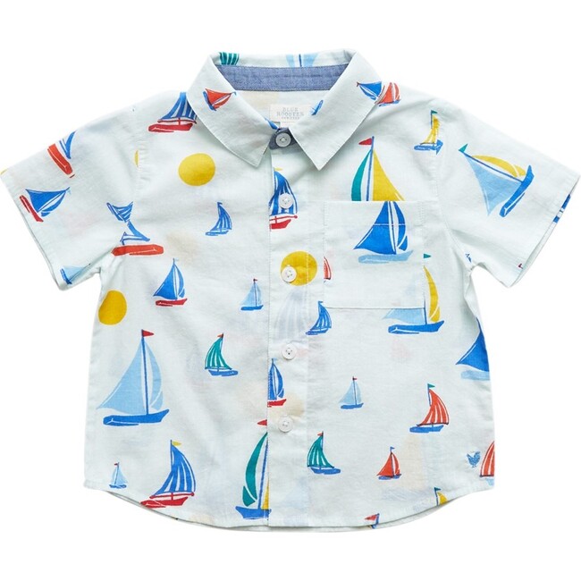 Baby Jack Shirt, Wan Blue Sailboats - Shirts - 1