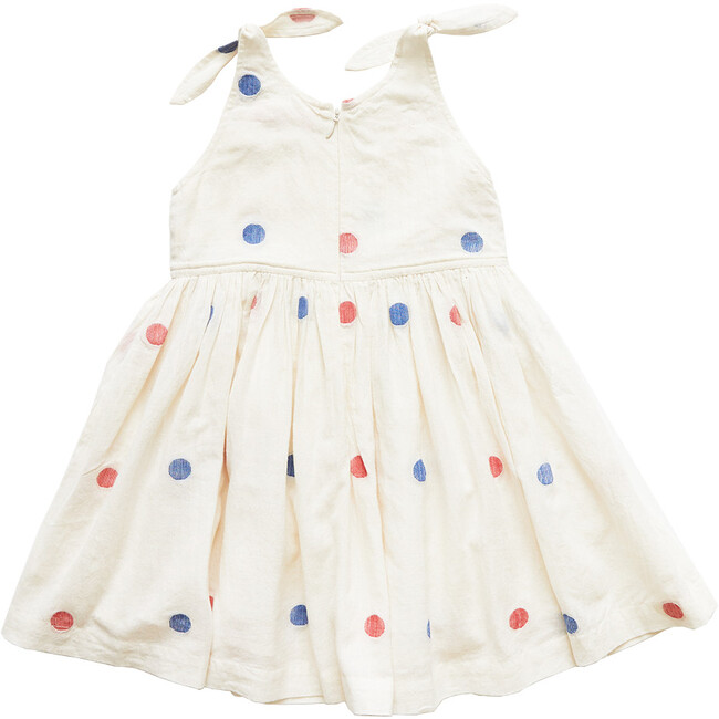 Girls Taylor Dress, Red and Blue Polka Dot - Dresses - 5