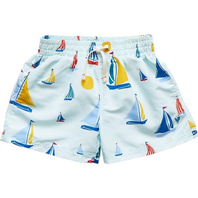 Baby Boys Swim Trunk, Wan Blue Sailboats - Swim Trunks - 1