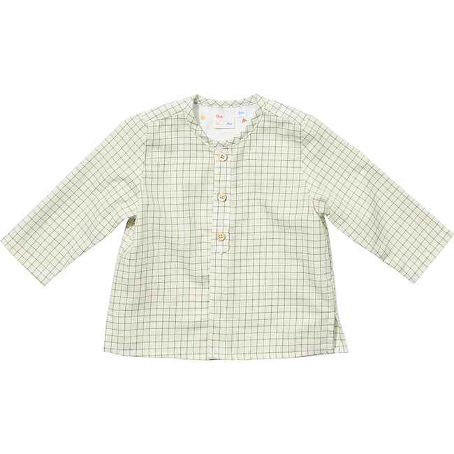 Lupo Baby Shirt, Green Tattersall