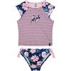 Tankini Two Piece Floral Print Swimsuit, Navy Floral Print - Two Pieces - 1 - thumbnail