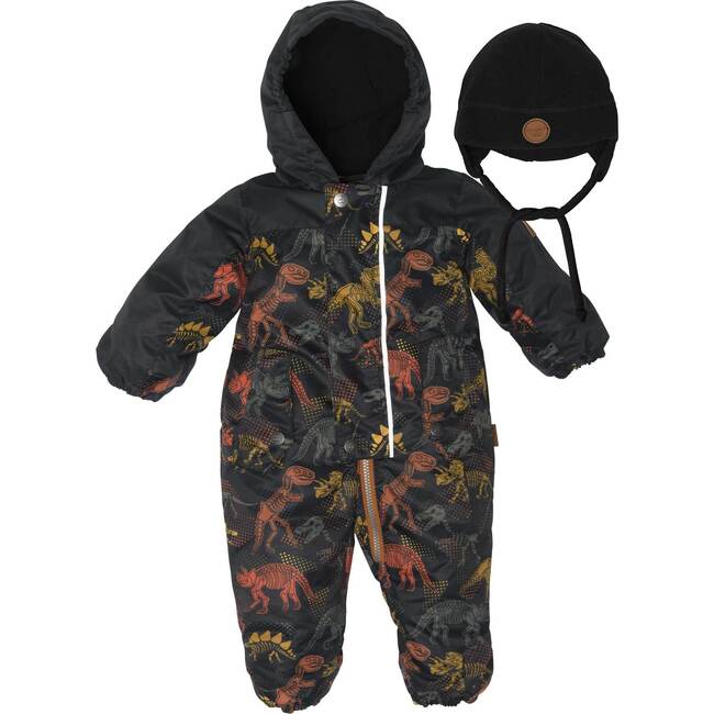 Spring Suit With Hat Black Dinosaur Print, Black Dinosaurs Print - One Pieces - 1