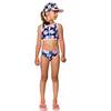 Two Piece Floral Rose Print Swimsuit, Navy Floral Print - Two Pieces - 5