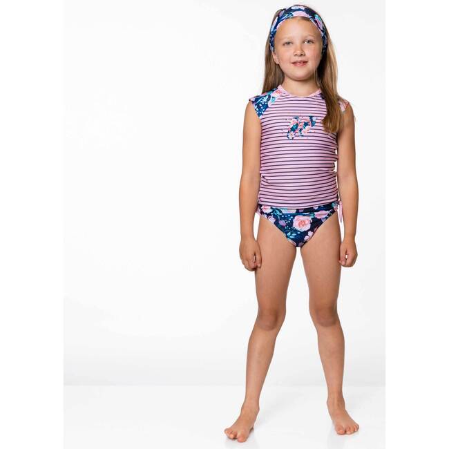 Tankini Two Piece Floral Print Swimsuit, Navy Floral Print - Two Pieces - 5