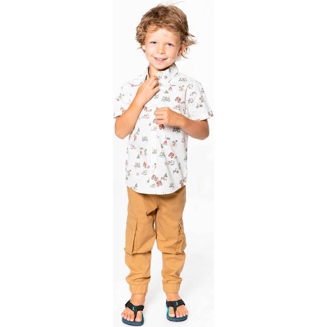 Printed Poplin Shirt, Off White Camping Print - Shirts - 4