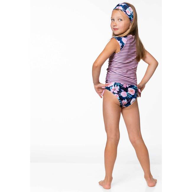 Tankini Two Piece Floral Print Swimsuit, Navy Floral Print - Two Pieces - 6