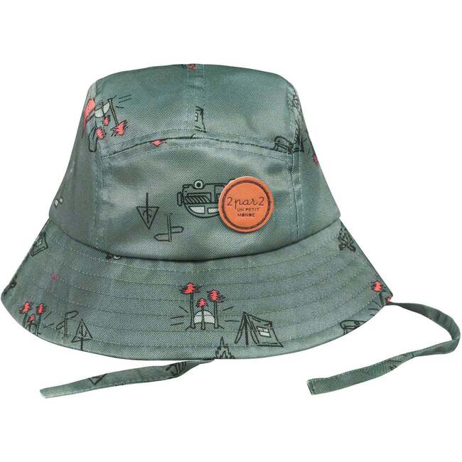 Printed Hat Khaki Green Camping Print, Khaki Green Camping Print - Hats - 1