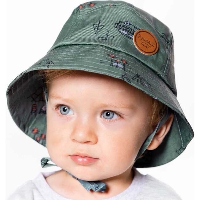 Printed Hat Khaki Green Camping Print, Khaki Green Camping Print - Hats - 2