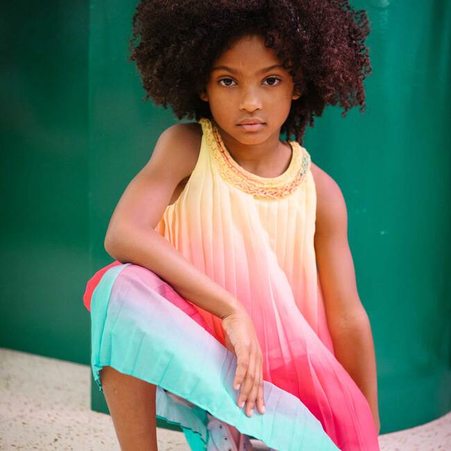 Rainbow Pleated Dress, Multicolored - Dresses - 2