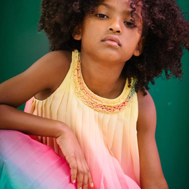 Rainbow Pleated Dress, Multicolored - Dresses - 3