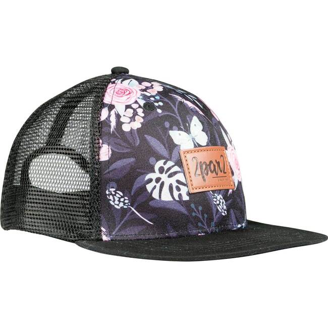 Printed Cap Black Flower And Butterfly Print, Black Flower & Butterfly Print