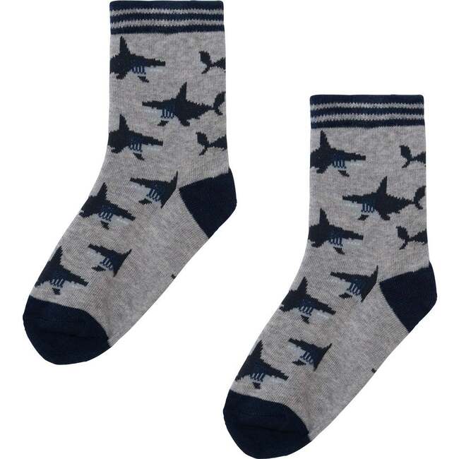 Pattern Socks Grey Mix Shark Print, Grey Mix Shark Print - Socks - 1