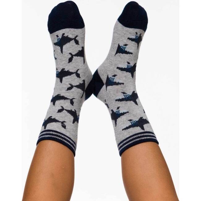 Pattern Socks Grey Mix Shark Print, Grey Mix Shark Print