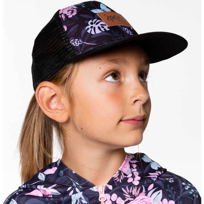 Printed Cap Black Flower And Butterfly Print, Black Flower & Butterfly Print