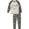 Organic Cotton Two Piece Pajama Set Dark Grey Mix, Dark Grey Mix Dino Print - Pajamas - 1 - thumbnail