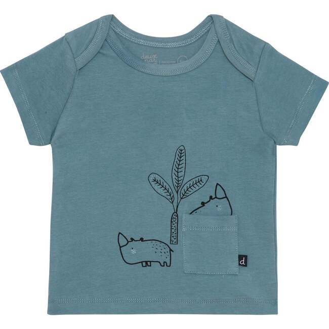Organic Cotton Top And Pant Set Grey Mix And Dark Turquoise, Safari Grey Mix & Dark Turquoise