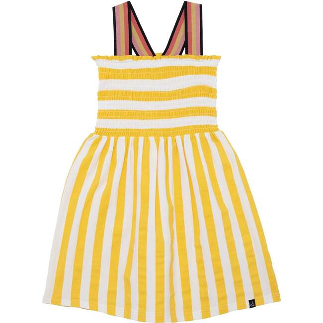 Organic Cotton Striped Dress Yellow, Yellow Stripe - Dresses - 1