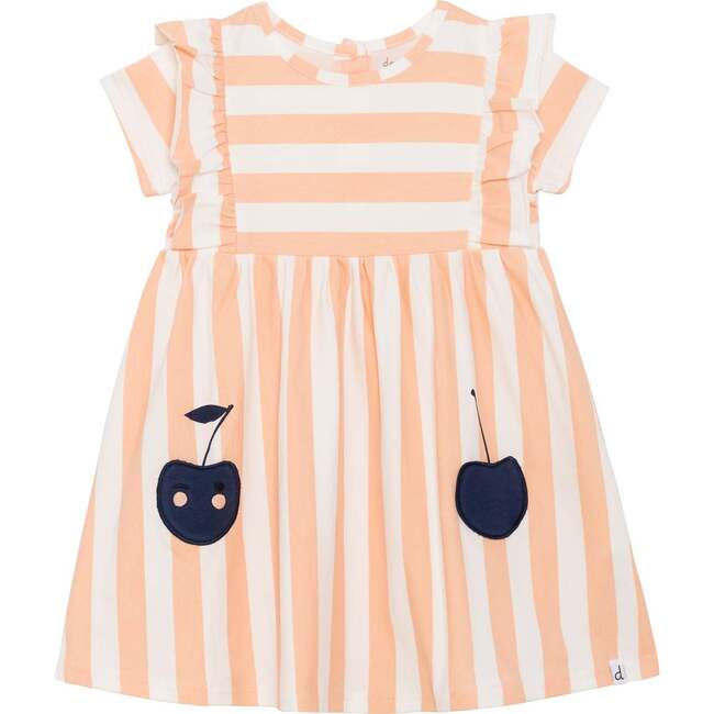 Organic Cotton Striped Slub Dress Peach, Printed Stripe Peach