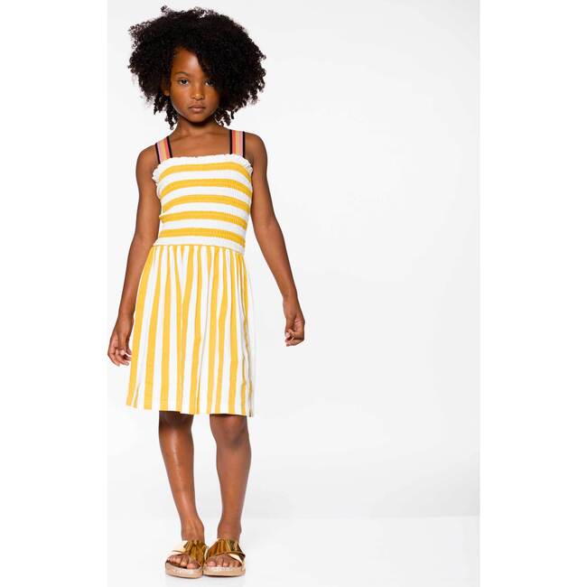 Organic Cotton Striped Dress Yellow, Yellow Stripe - Dresses - 4