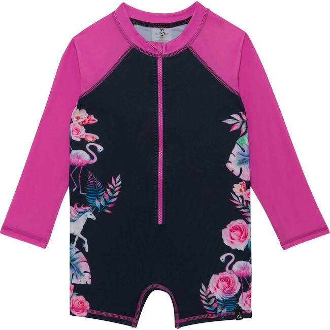 One Piece Unicorn Rashguard Swimsuit, Black Unicorn - One Pieces - 1