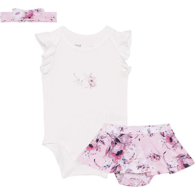 Organic Cotton Bodysuit And Bloomer Set Floral Pink, Floral Pink - Mixed Apparel Set - 1