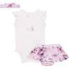 Organic Cotton Bodysuit And Bloomer Set Floral Pink, Floral Pink - Mixed Apparel Set - 1 - thumbnail