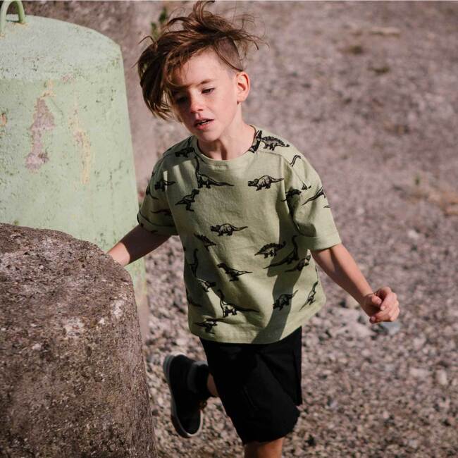 Jersey Top With Print Khaki Green, Khaki Green