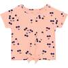 Organic Cotton Slub T-Shirt With Bow Salmon Pink, Salmon Pink - Tees - 1 - thumbnail