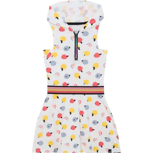 Organic Cotton Sleeveless Hooded Fruit Print Dress White, White Fruit Print - Dresses - 1