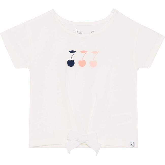 Organic Cotton Slub T-Shirt With Bow Off White, Off White - Tees - 1