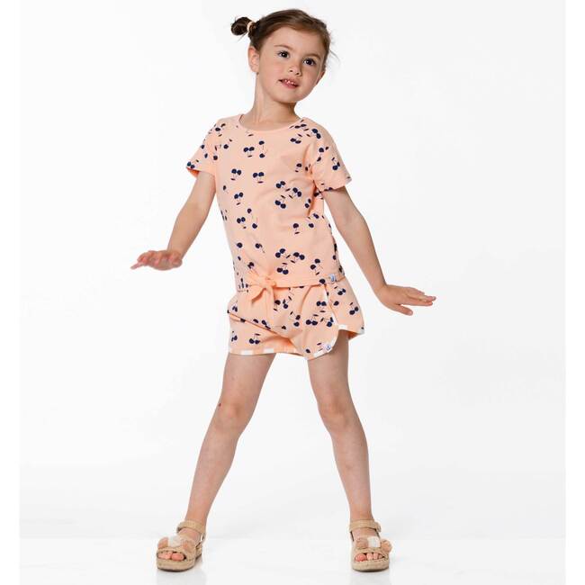 Organic Cotton Slub T-Shirt With Bow Salmon Pink, Salmon Pink - T-Shirts - 4