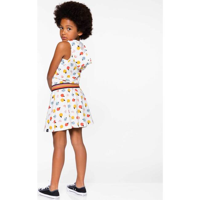 Organic Cotton Sleeveless Hooded Fruit Print Dress White, White Fruit Print - Dresses - 3