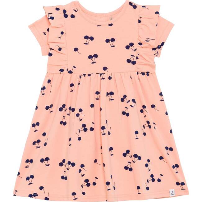 Organic Cotton Printed Slub Dress Salmon Pink, Salmon Pink