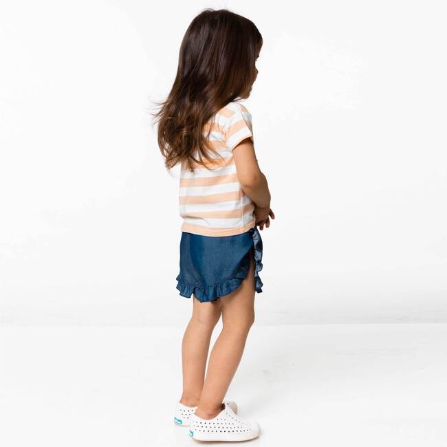 Organic Cotton Slub T-Shirt With Bow Printed Stripe Peach, Printed Stripe Peach - T-Shirts - 3