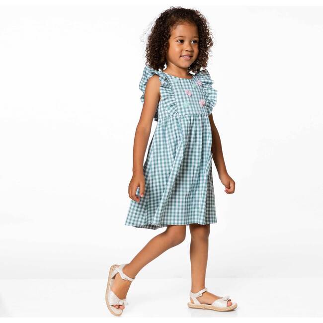 Gingham Dress, Gingham Green - Dresses - 5