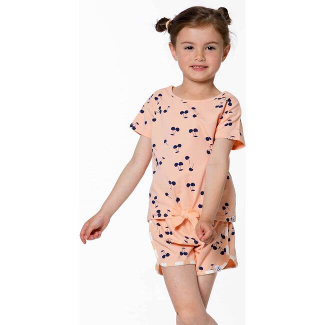 Organic Cotton Printed Slub Short, Salmon Pink - Shorts - 4