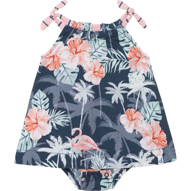 Flamingo Romper, Indigo Flamingo Palm Tree - Rompers - 1