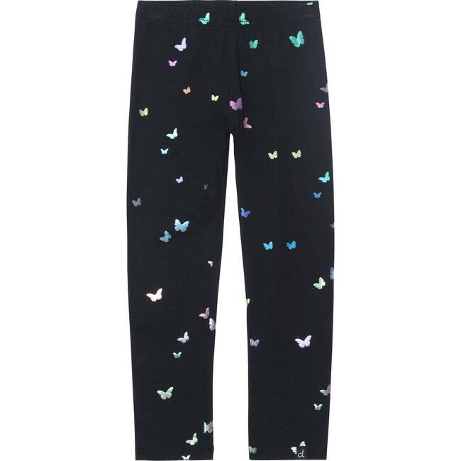 Butterfly Printed Leggings Black, Black With Foil Butterflies