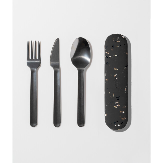 Porter Stainless Steel Travel Utensils with Case, Charcoal Terrazzo - Tabletop - 2