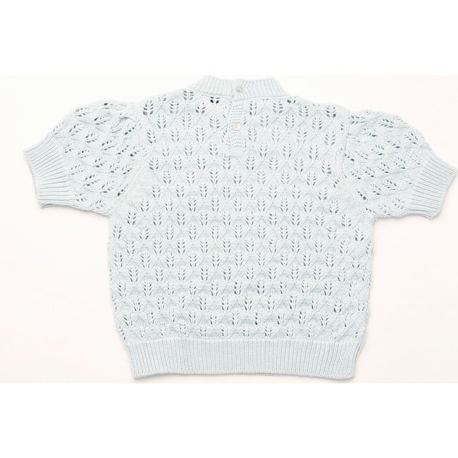 Scrabble Short Sleeve Jumper,  Powder Blue Organic Cotton Knit - Sweaters - 3