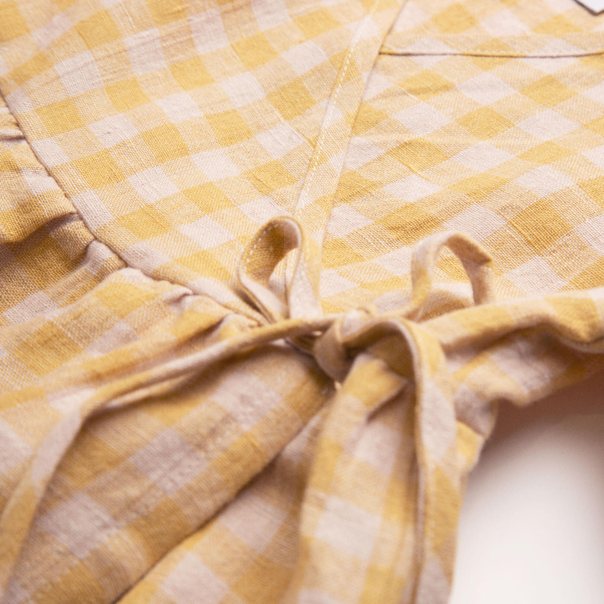 Kiss-Chase Dress, Blush and Hay Check Linen - Nellie Quats Dresses