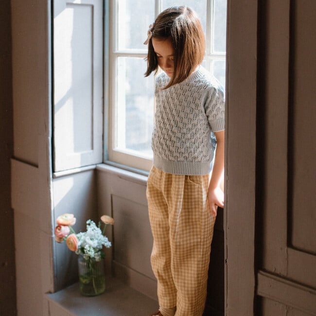 Scrabble Short Sleeve Jumper,  Powder Blue Organic Cotton Knit - Sweaters - 6