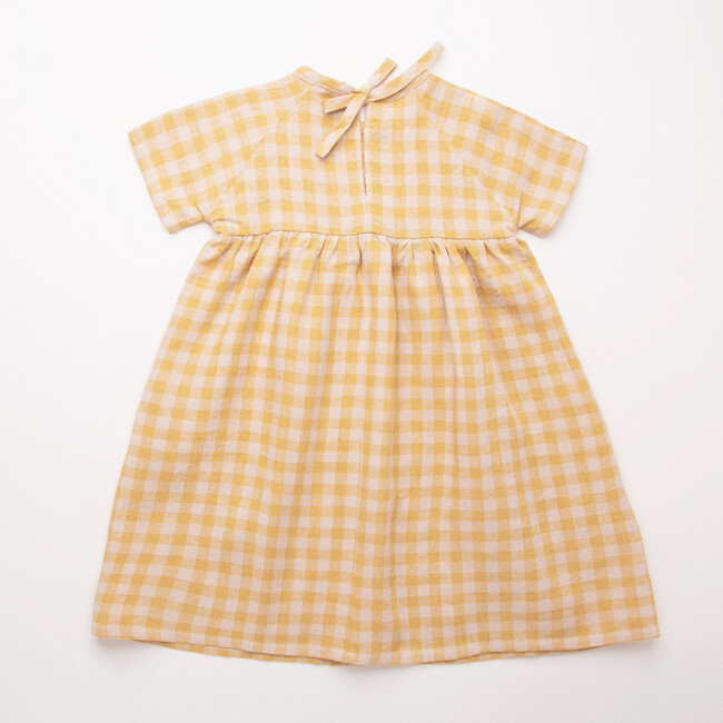 Hopscotch Dress, Blush and Hay Check Linen - Dresses - 3