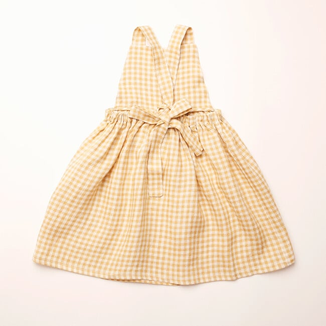 Conkers Pinafore, Hay Check Linen - Dresses - 3