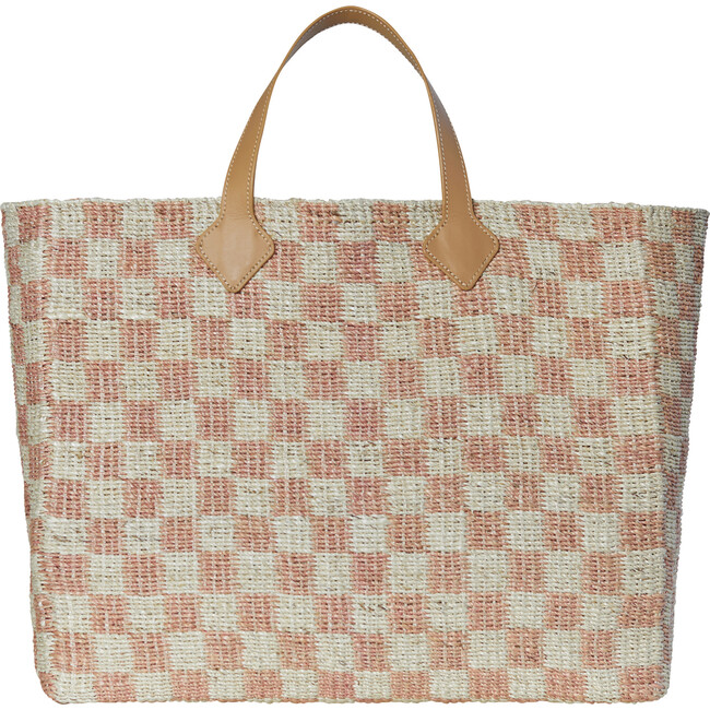 Tropical Check Beach Tote, Pink